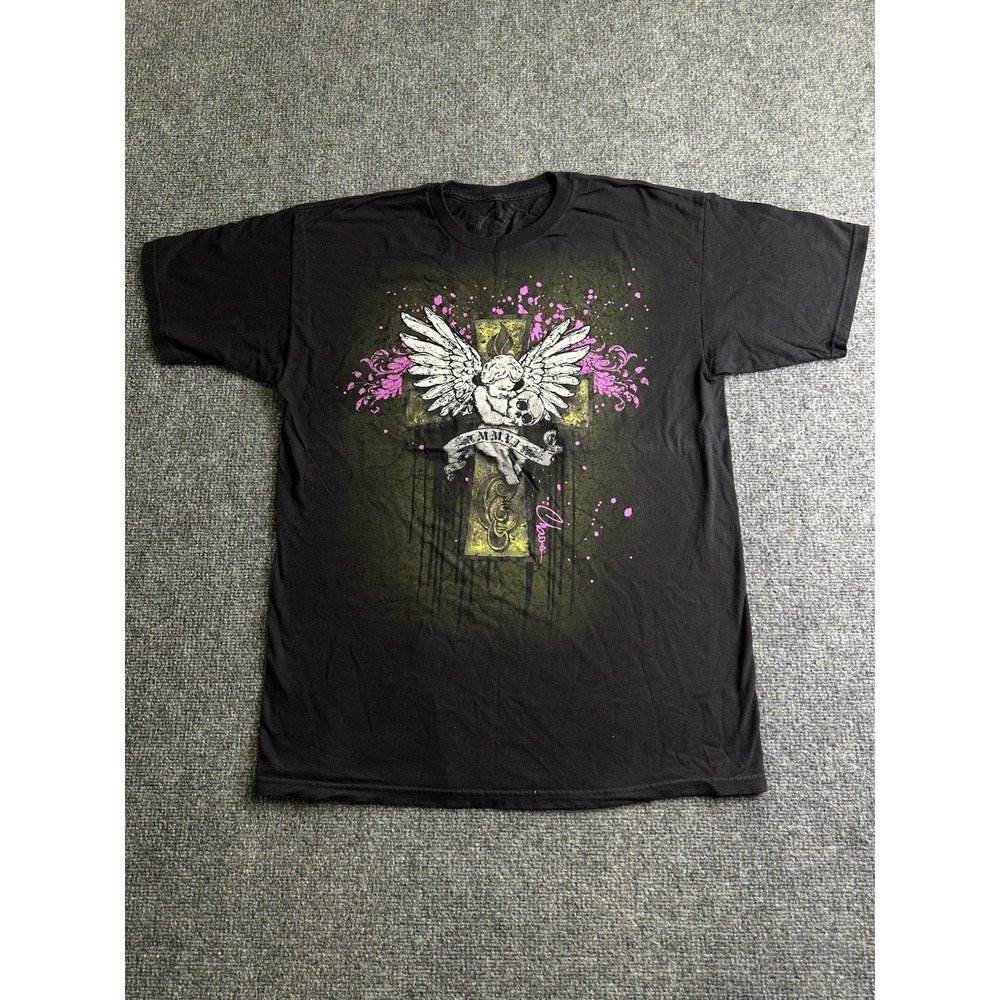 Mens Choke MMVI Cherub Graphic T-Shirt Black, Size L